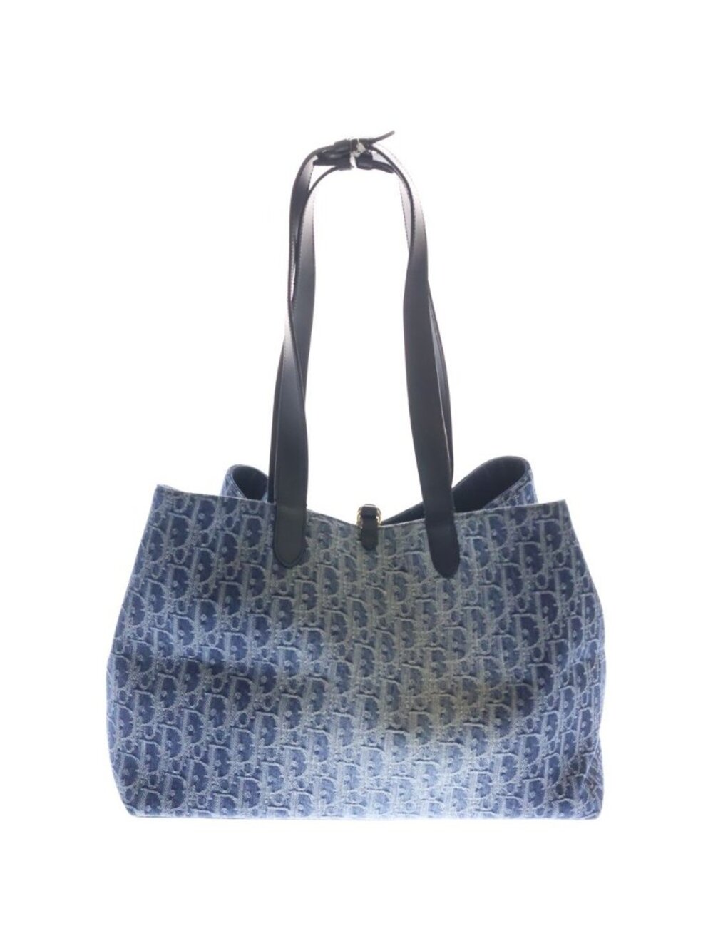Dior Toujour Denim Leather Tote Gold Blue - Picture 2 of 6